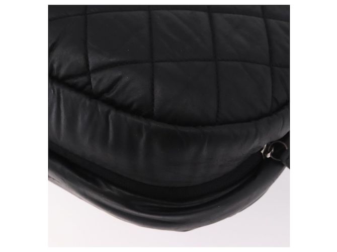 CHANEL Matelasse Shoulder Bag Coated Canvas Black Silver CC - vista 13