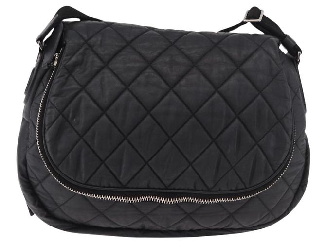 CHANEL Matelasse Shoulder Bag Coated Canvas Black Silver CC - vista 2