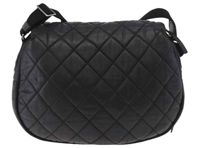 CHANEL Matelasse Shoulder Bag Coated Canvas Black Silver CC - vista 3