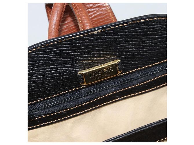 LOEWE Shoulder Bag Leather Black Brown Gold - vista 14