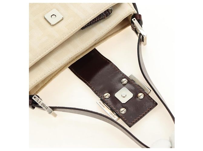 FENDI Zucca Canvas Mamma Baguette Shoulder Bag White Silver - vista 18