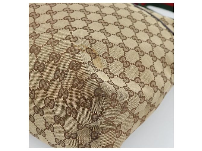 GUCCI GG Canvas Web Sherry Line Shoulder Bag Beige Silver 189751 - vista 11