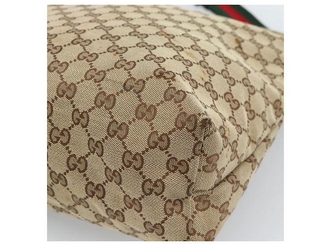 GUCCI GG Canvas Web Sherry Line Shoulder Bag Beige Silver 189751 - vista 13