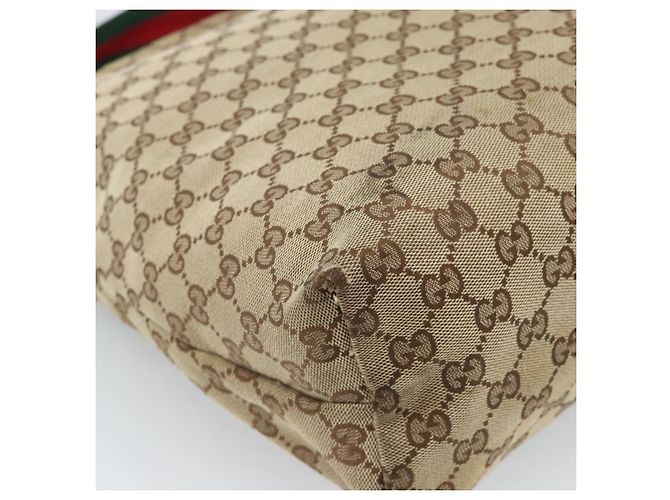 GUCCI GG Canvas Web Sherry Line Shoulder Bag Beige Silver 189751 - vista 14
