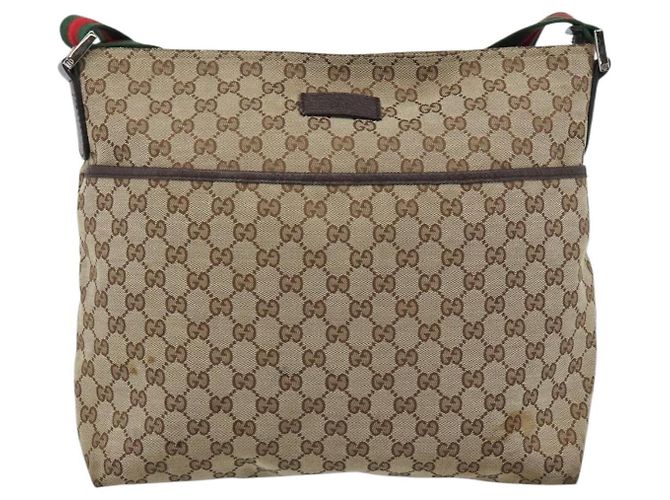 GUCCI GG Canvas Web Sherry Line Shoulder Bag Beige Silver 189751 - vista 2