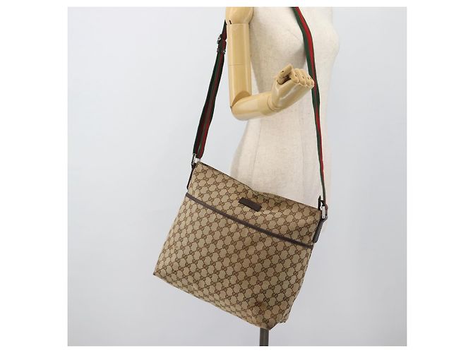 GUCCI GG Canvas Web Sherry Line Shoulder Bag Beige Silver 189751 - vista 24