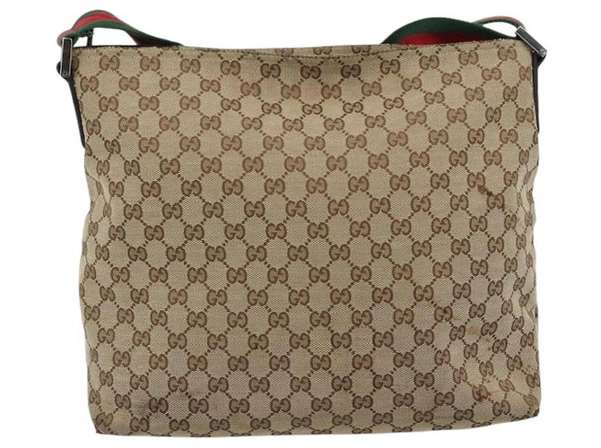 GUCCI GG Canvas Web Sherry Line Shoulder Bag Beige Silver 189751 - vista 3