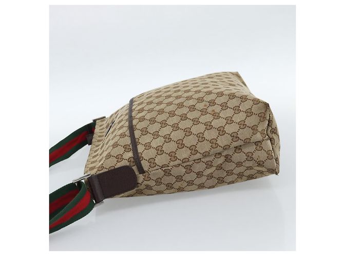 GUCCI GG Canvas Web Sherry Line Shoulder Bag Beige Silver 189751 - vista 4