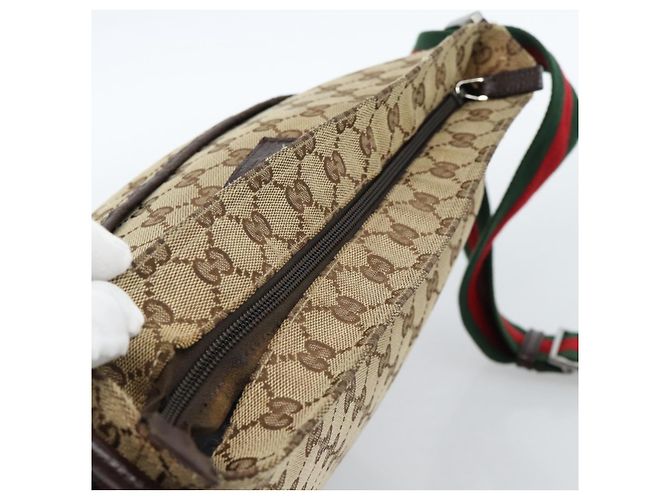 GUCCI GG Canvas Web Sherry Line Shoulder Bag Beige Silver 189751 - vista 6
