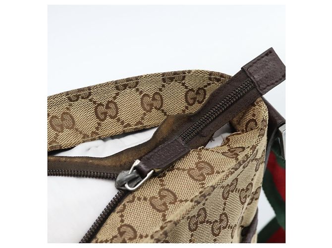 GUCCI GG Canvas Web Sherry Line Shoulder Bag Beige Silver 189751 - vista 7