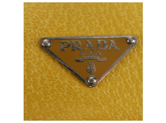 PRADA Handtasche Canvas Leder Beige Gelb Silber - Ansicht 14