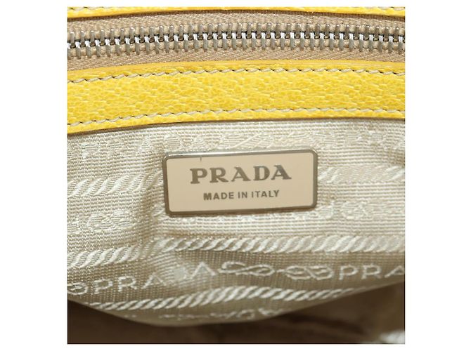 PRADA Handtasche Canvas Leder Beige Gelb Silber - Ansicht 20