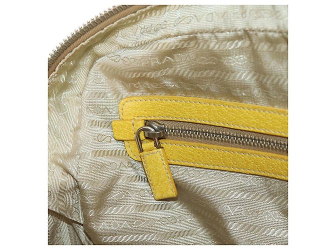 PRADA Handtasche Canvas Leder Beige Gelb Silber - Ansicht 24