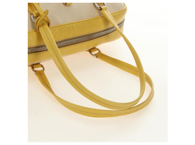 PRADA Handtasche Canvas Leder Beige Gelb Silber - Ansicht 7