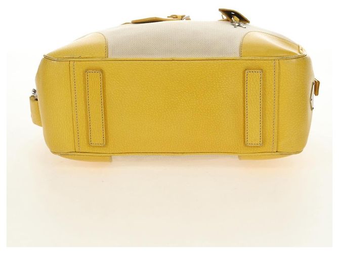 PRADA Handtasche Canvas Leder Beige Gelb Silber - Ansicht 9
