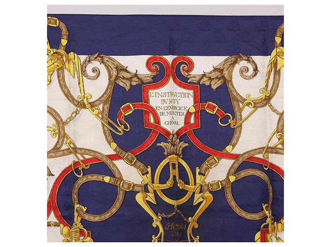 Hermès HERMES Carre 90 Scarf  L'INSTRVCTION DV ROY  Silk Navy - vista 3