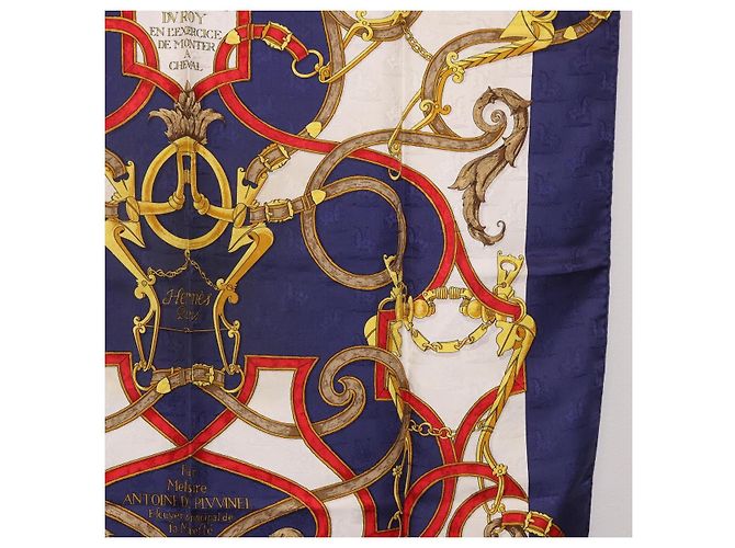 Hermès HERMES Carre 90 Scarf  L'INSTRVCTION DV ROY  Silk Navy - vista 7