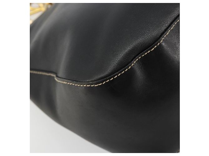 PRADA Chain Shoulder Bag Leather Black Gold - vista 13