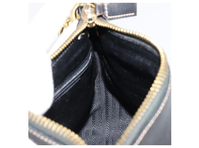 PRADA Chain Shoulder Bag Leather Black Gold - vista 18