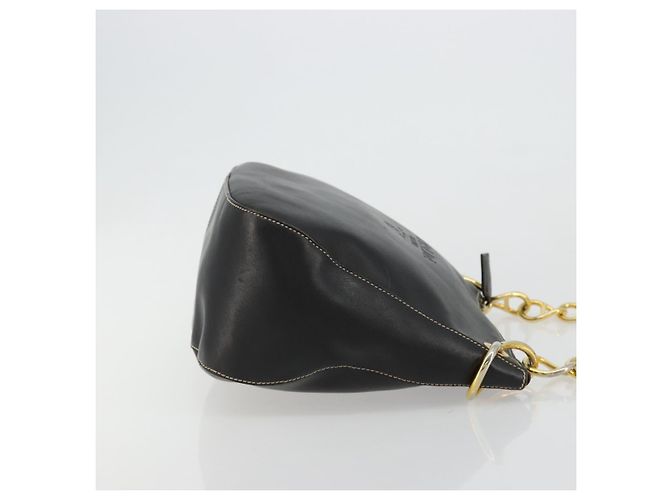 PRADA Chain Shoulder Bag Leather Black Gold - vista 4