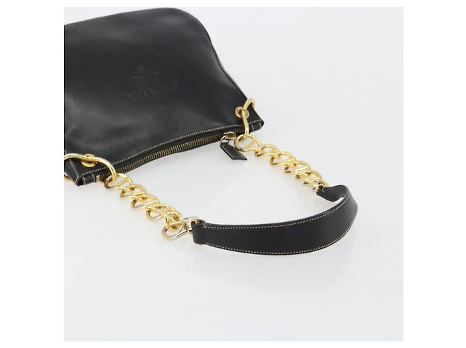 PRADA Chain Shoulder Bag Leather Black Gold - vista 7