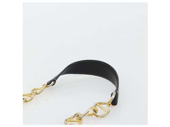 PRADA Chain Shoulder Bag Leather Black Gold - vista 8