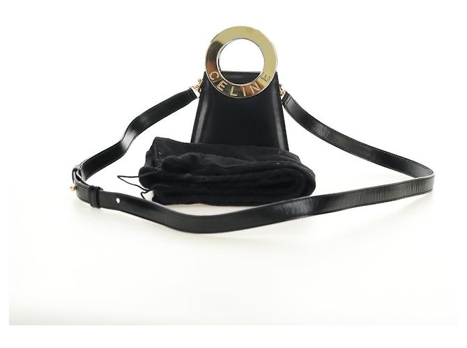 Céline CELINE Circle Shoulder Bag Leather Black Gold - vista 12