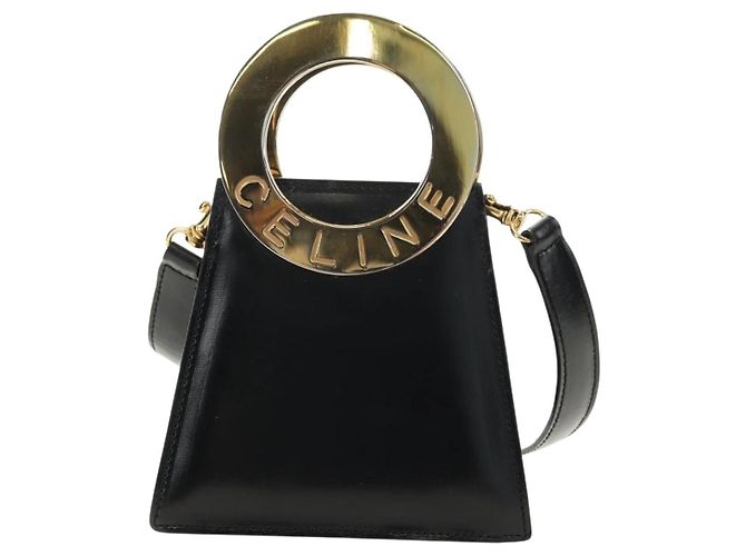 Céline CELINE Circle Shoulder Bag Leather Black Gold - vista 13