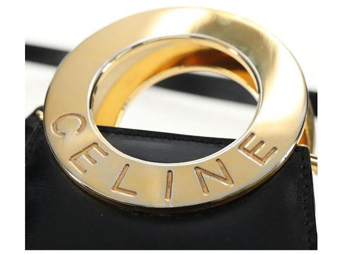 Céline CELINE Circle Shoulder Bag Leather Black Gold - vista 18