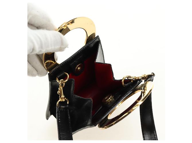 Céline CELINE Circle Shoulder Bag Leather Black Gold - vista 19