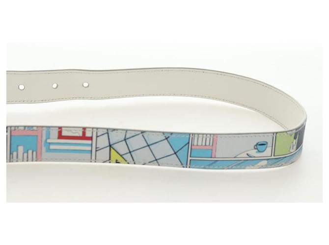 PRADA Comic Print Shoulder Bag Leather White Silver - vista 15