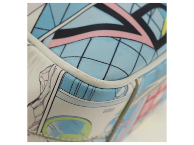 PRADA Comic Print Shoulder Bag Leather White Silver - vista 18
