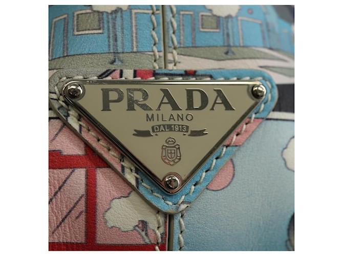 PRADA Comic Print Shoulder Bag Leather White Silver - vista 20