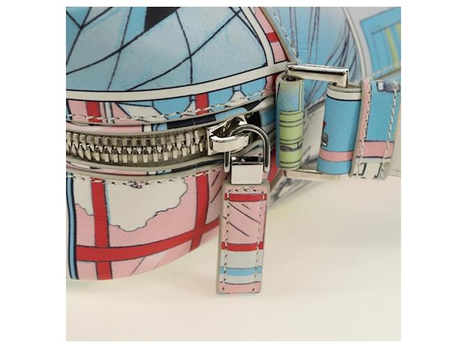 PRADA Comic Print Shoulder Bag Leather White Silver - vista 21
