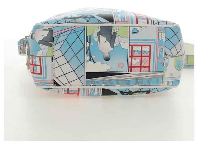 PRADA Comic Print Shoulder Bag Leather White Silver - vista 5