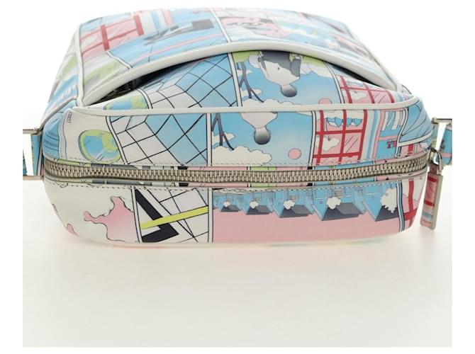 PRADA Comic Print Shoulder Bag Leather White Silver - vista 6