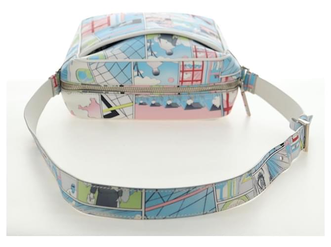 PRADA Comic Print Shoulder Bag Leather White Silver - vista 7