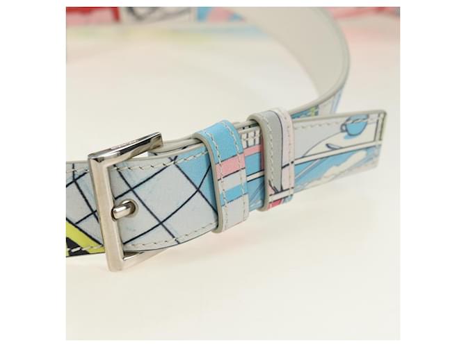 PRADA Comic Print Shoulder Bag Leather White Silver - vista 8