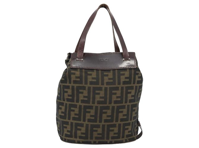 FENDI Zucca Canvas Hand Bag Black Brown - vista 13