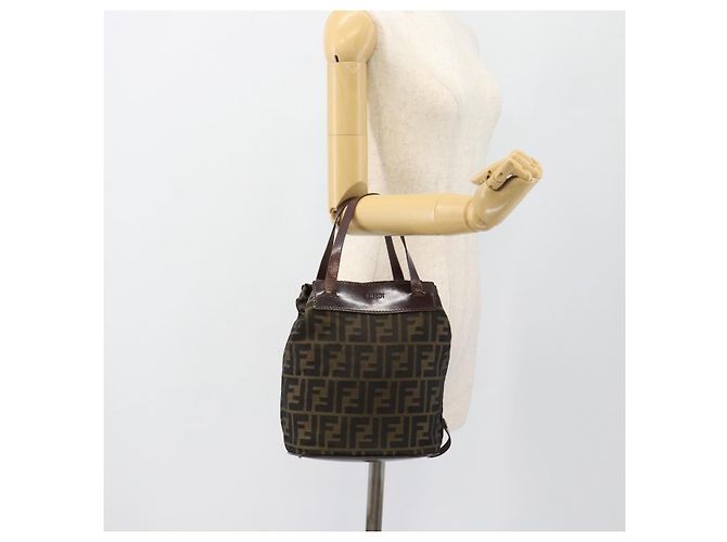 FENDI Zucca Canvas Hand Bag Black Brown - vista 19