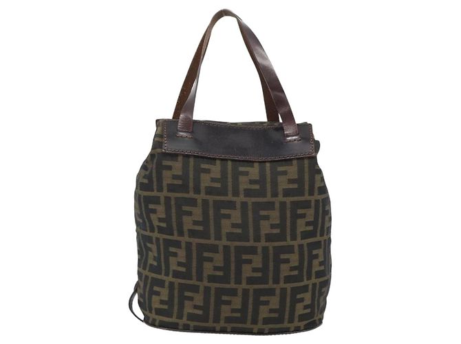FENDI Zucca Canvas Hand Bag Black Brown - vista 2
