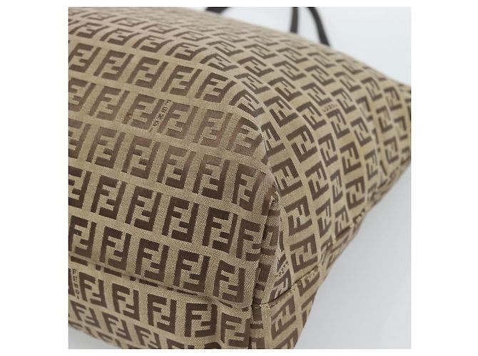 FENDI Zucchino Canvas Hand Bag Beige Silver - vista 12
