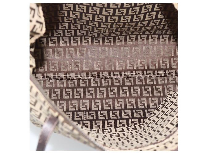 FENDI Zucchino Canvas Hand Bag Beige Silver - vista 16