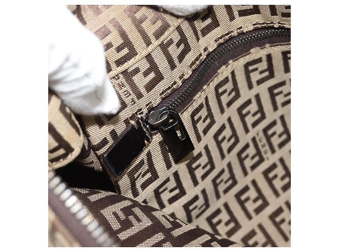 FENDI Zucchino Canvas Hand Bag Beige Silver - vista 19