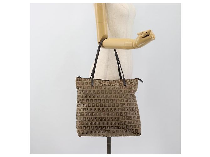 FENDI Zucchino Canvas Hand Bag Beige Silver - vista 22