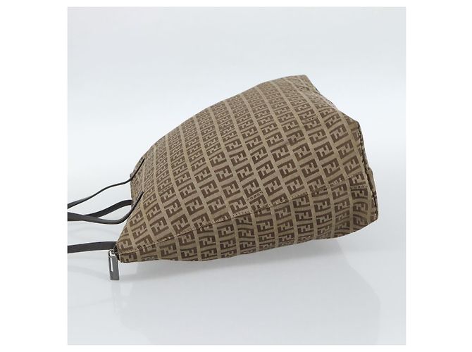 FENDI Zucchino Canvas Hand Bag Beige Silver - vista 4