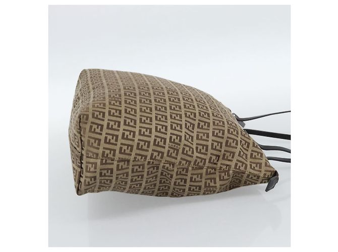 FENDI Zucchino Canvas Hand Bag Beige Silver - vista 5
