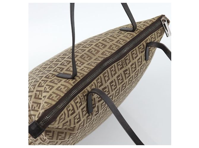 FENDI Zucchino Canvas Hand Bag Beige Silver - vista 6