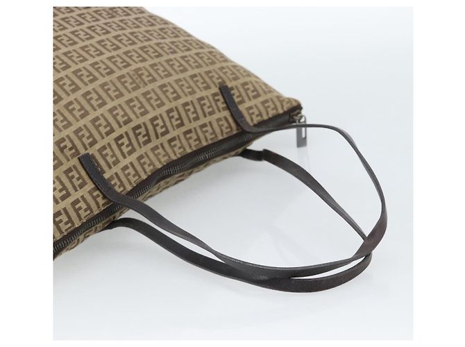 FENDI Zucchino Canvas Hand Bag Beige Silver - vista 7