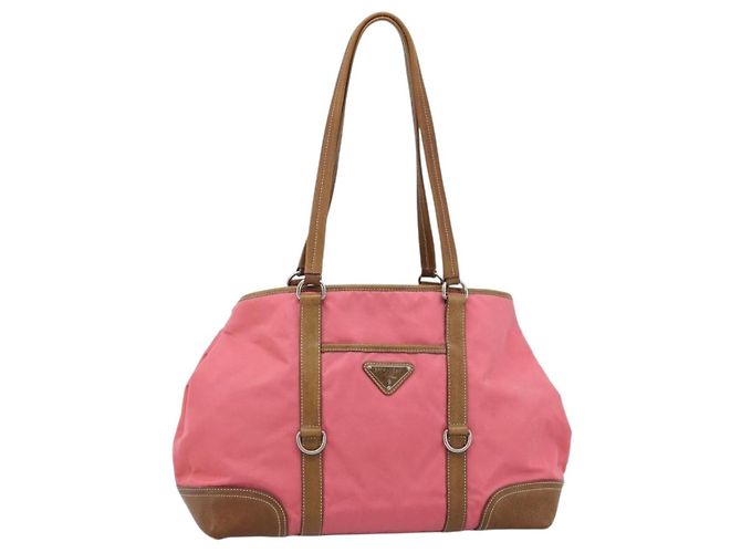 PRADA Tote Bag Leather Nylon Pink Silver - vista 13